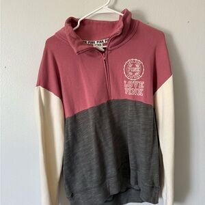 Victoria's Secret Pink and Gray Boxy Polo Sweatshirt